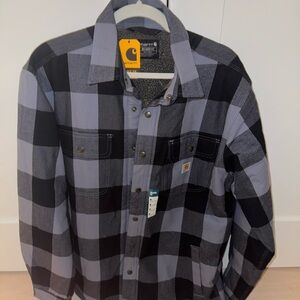 Carhartt Black and Gray Checkered Shirt Jacket